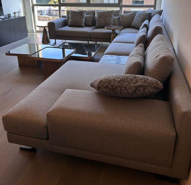 Gri Modern U Büyük Köşe Koltuk Oturma Odası Salon Köşe Koltuk