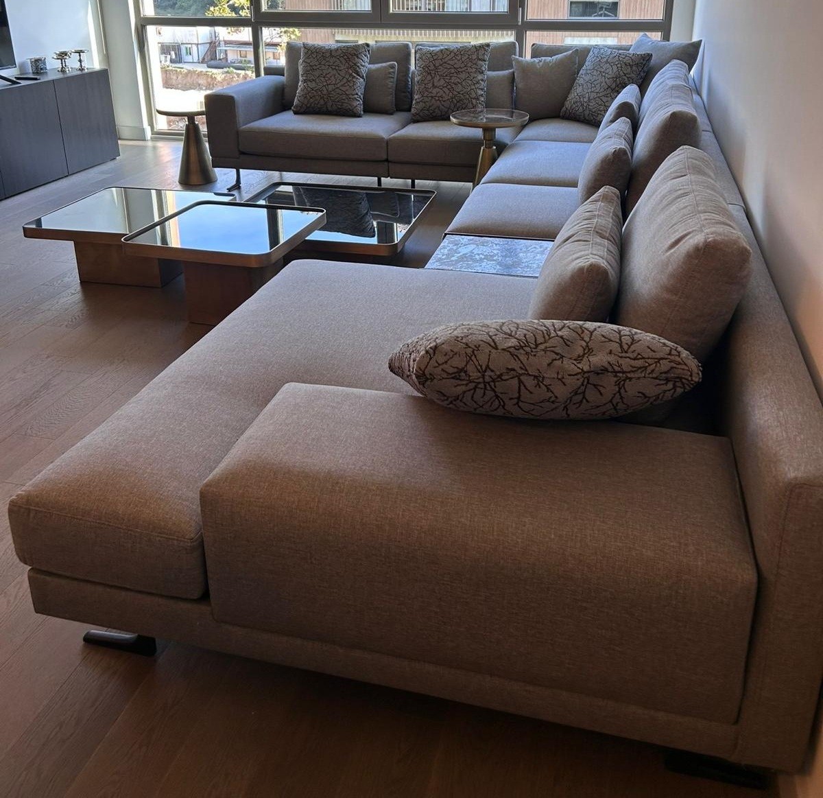 Gri Modern U Büyük Köşe Koltuk Oturma Odası Salon Köşe Koltuk