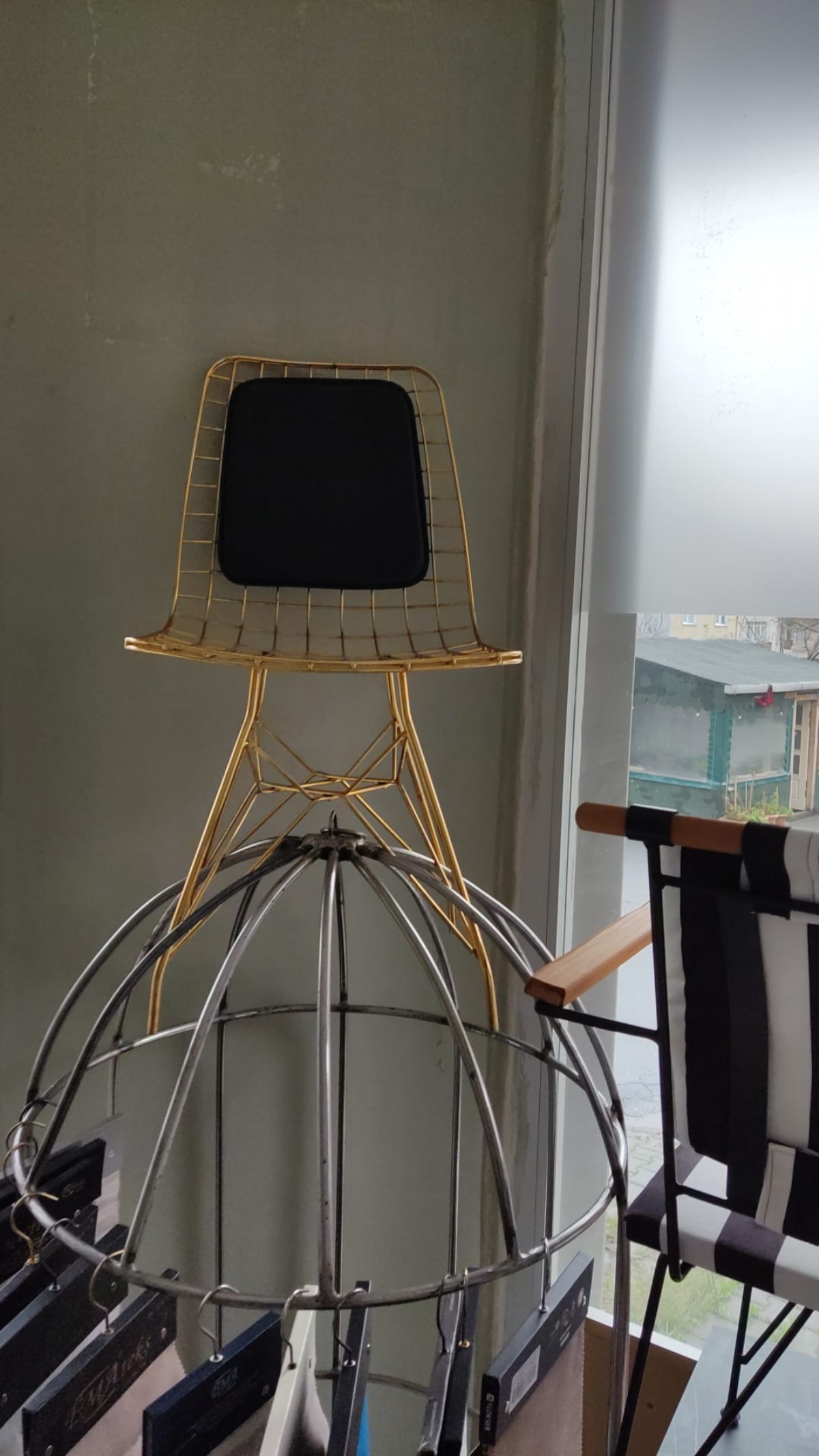 Metal Tel Sandalye Krom Paslanmaz Sarı Tel Sandalye