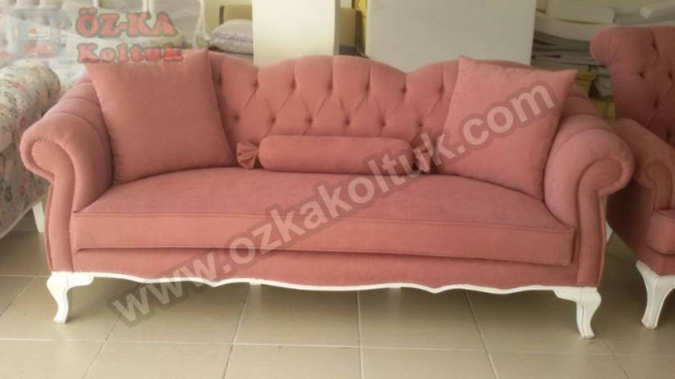 Pembe Chester Avangart Lüks Kanepe Baklava Dilimli Lükens Ayaklı