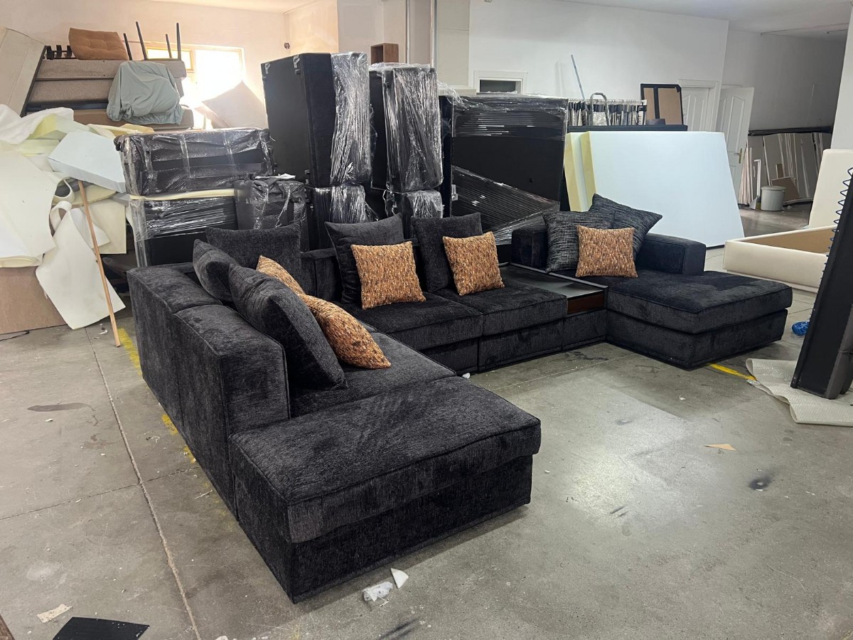 Siyah Modern U Şeklinde Büyük Ölçü Köşe Koltuk Takımı