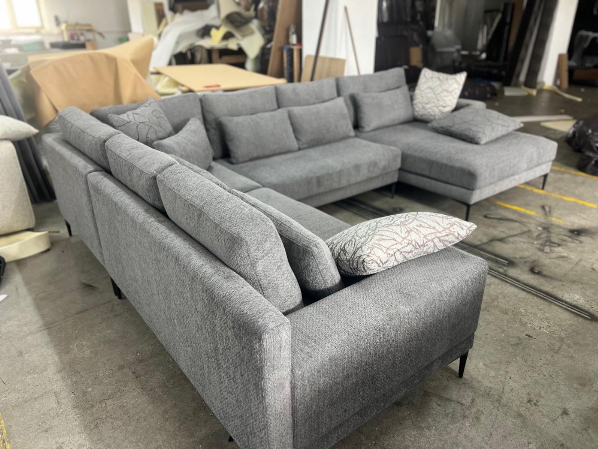 Modern Gri Köşe Koltuk Takımı U Şeklinde Özel İmalat