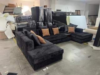 Siyah Modern U Şeklinde Büyük Ölçü Köşe Koltuk Takımı